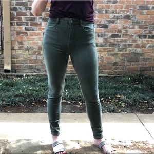 Olive green high rise jeans